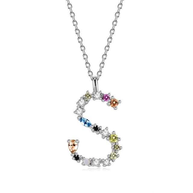 26 Alphabet Halsketten Opal Zirkonia 925 Sterling Silber Halskette