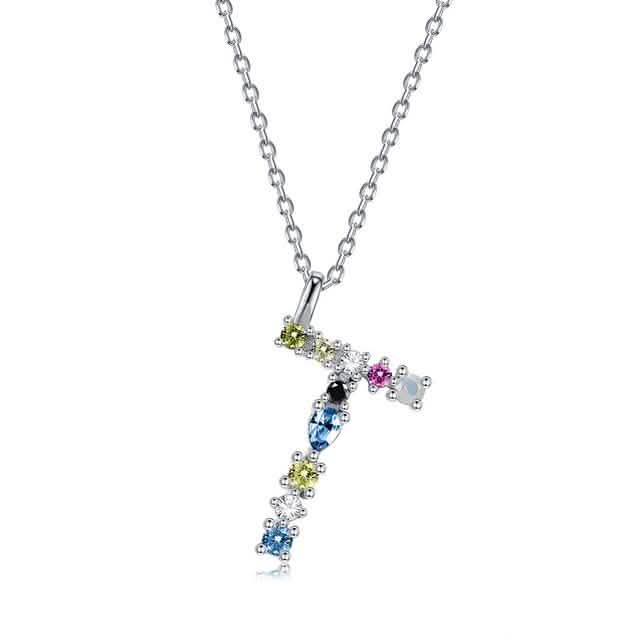 26 Alphabet Halsketten Opal Zirkonia 925 Sterling Silber Halskette