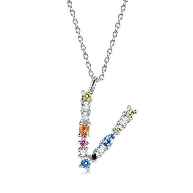 26 Alphabet Halsketten Opal Zirkonia 925 Sterling Silber Halskette