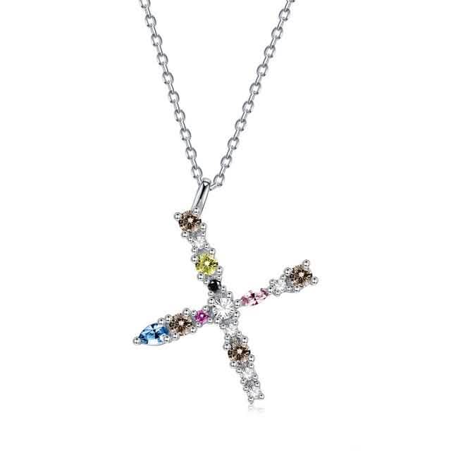 26 Alphabet Halsketten Opal Zirkonia 925 Sterling Silber Halskette