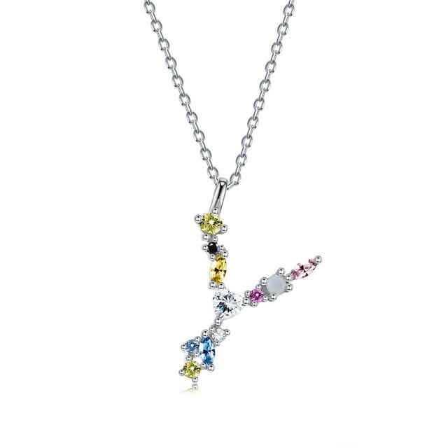 26 Alphabet Halsketten Opal Zirkonia 925 Sterling Silber Halskette