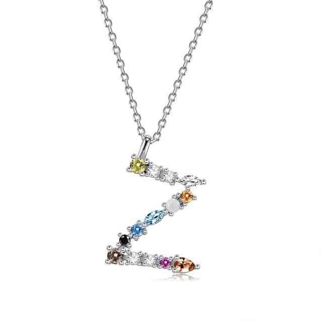 26 Alphabet Halsketten Opal Zirkonia 925 Sterling Silber Halskette