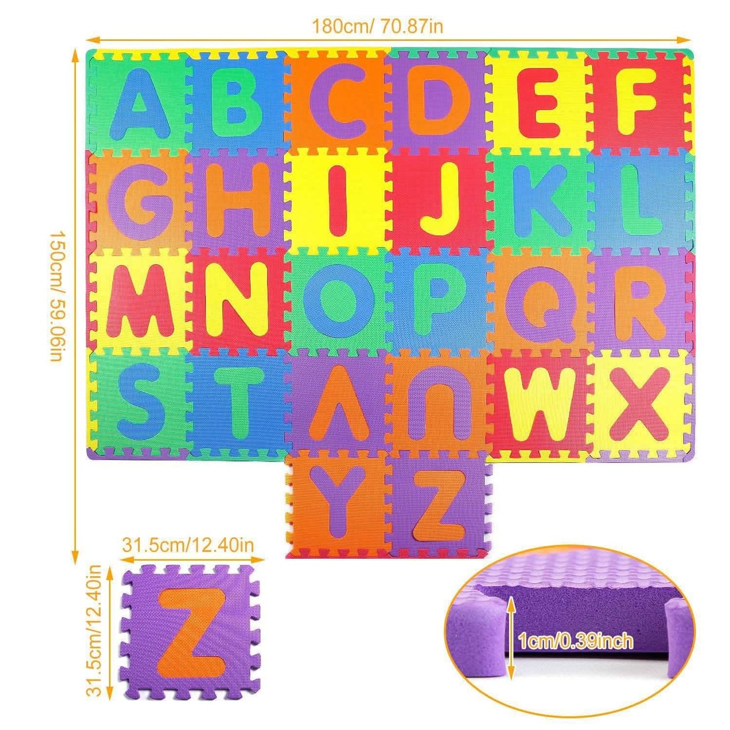 26-teilig: Alphabet-Spielmatte für Kleinkinder und Babys