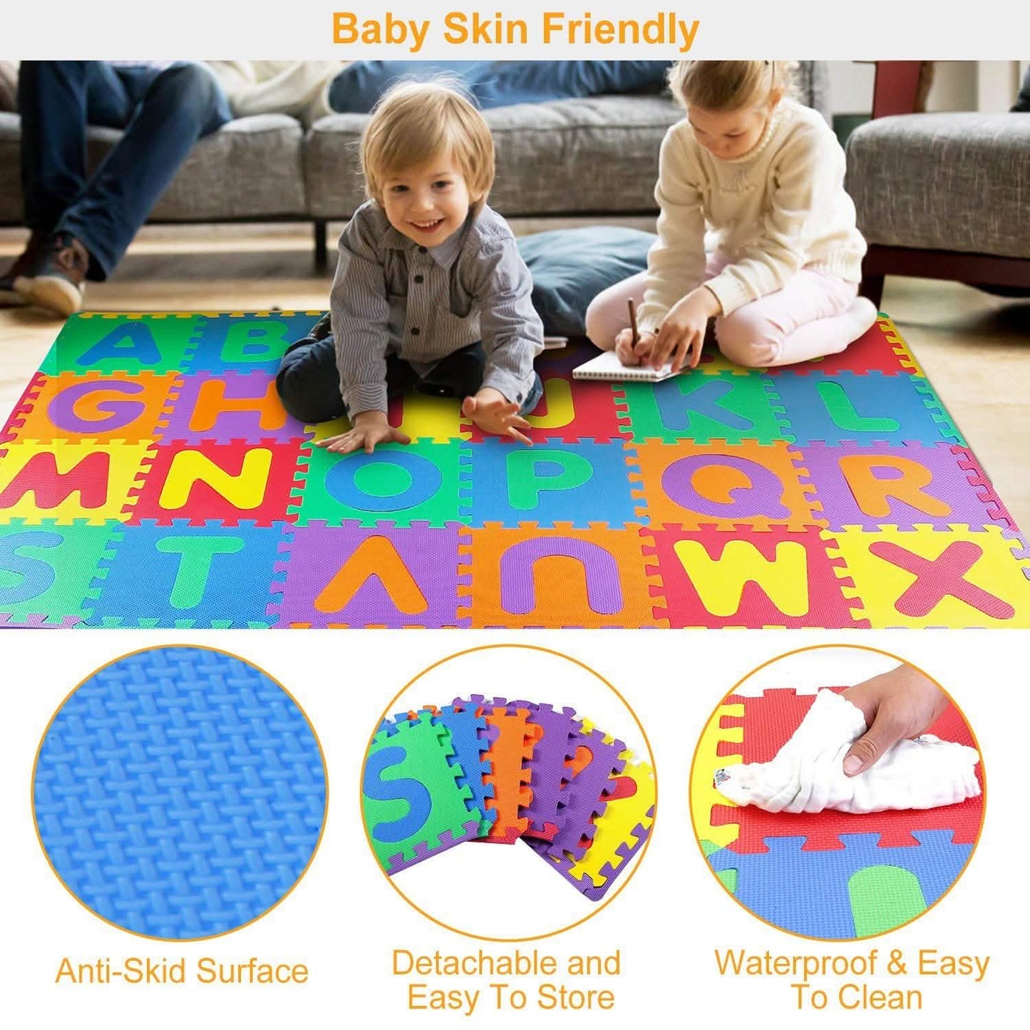 26-teilig: Alphabet-Spielmatte für Kleinkinder und Babys