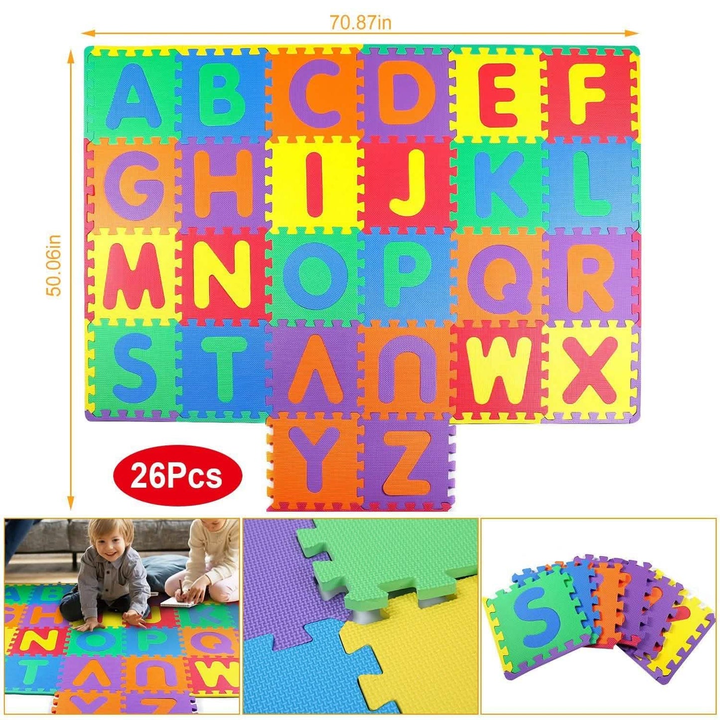 26-teilig: Alphabet-Spielmatte für Kleinkinder und Babys