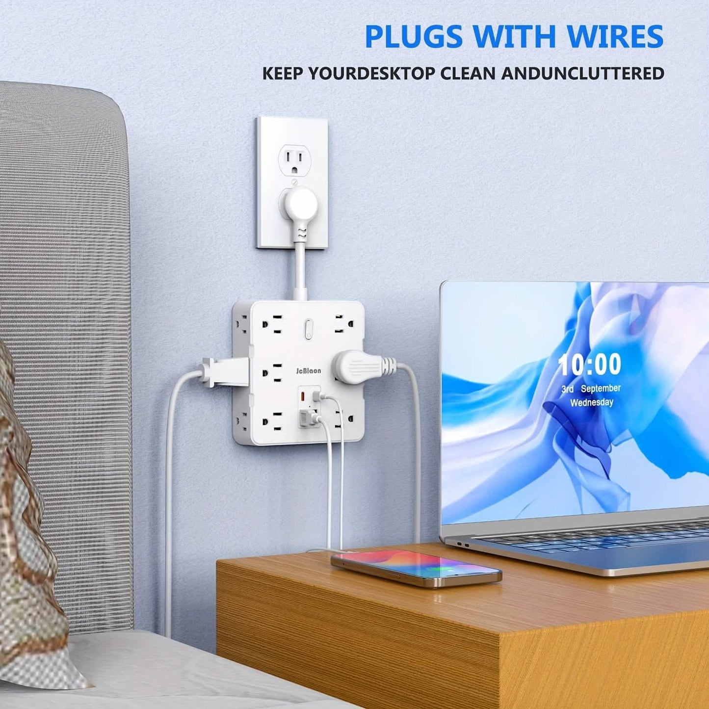 16-in-1 Steckdosenleiste – 12 AC-Steckdosen & 4 USB-Anschlüsse, Weiß
