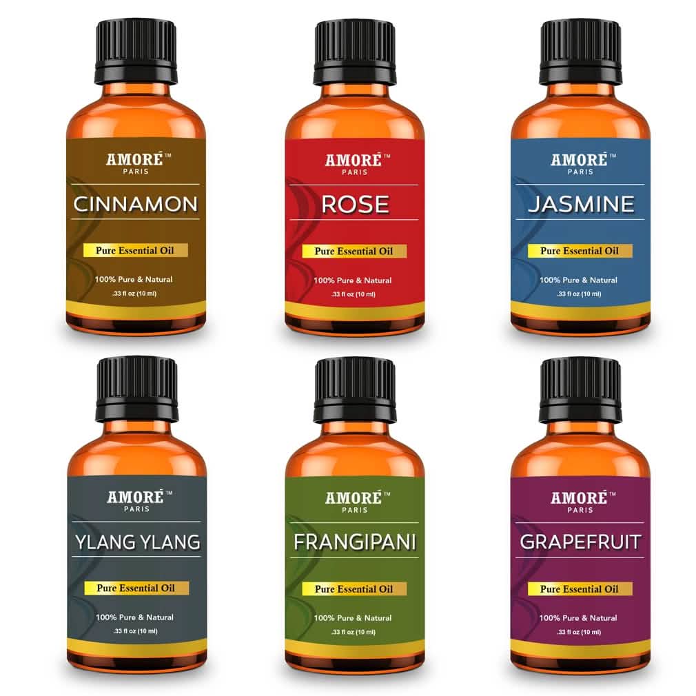 6-teilig: Geschenkset ätherischer Öle in therapeutischer Qualität für Aromatherapie