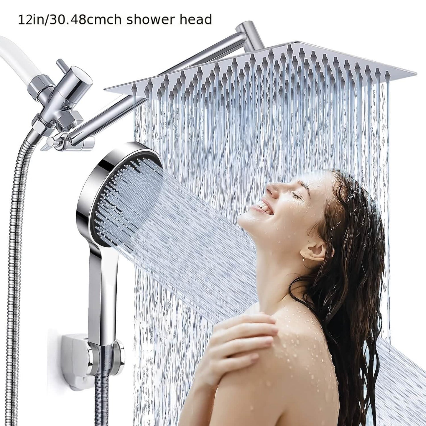 Hochdruck-Regenbrause & Handbrause – Verstellbar, Chrom/Schwarz