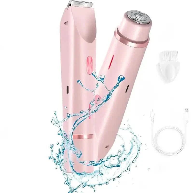Damen 2-in-1 Bikini- & Gesichtsrasierer, wiederaufladbar über USB, für Nass- und Trockenanwendung