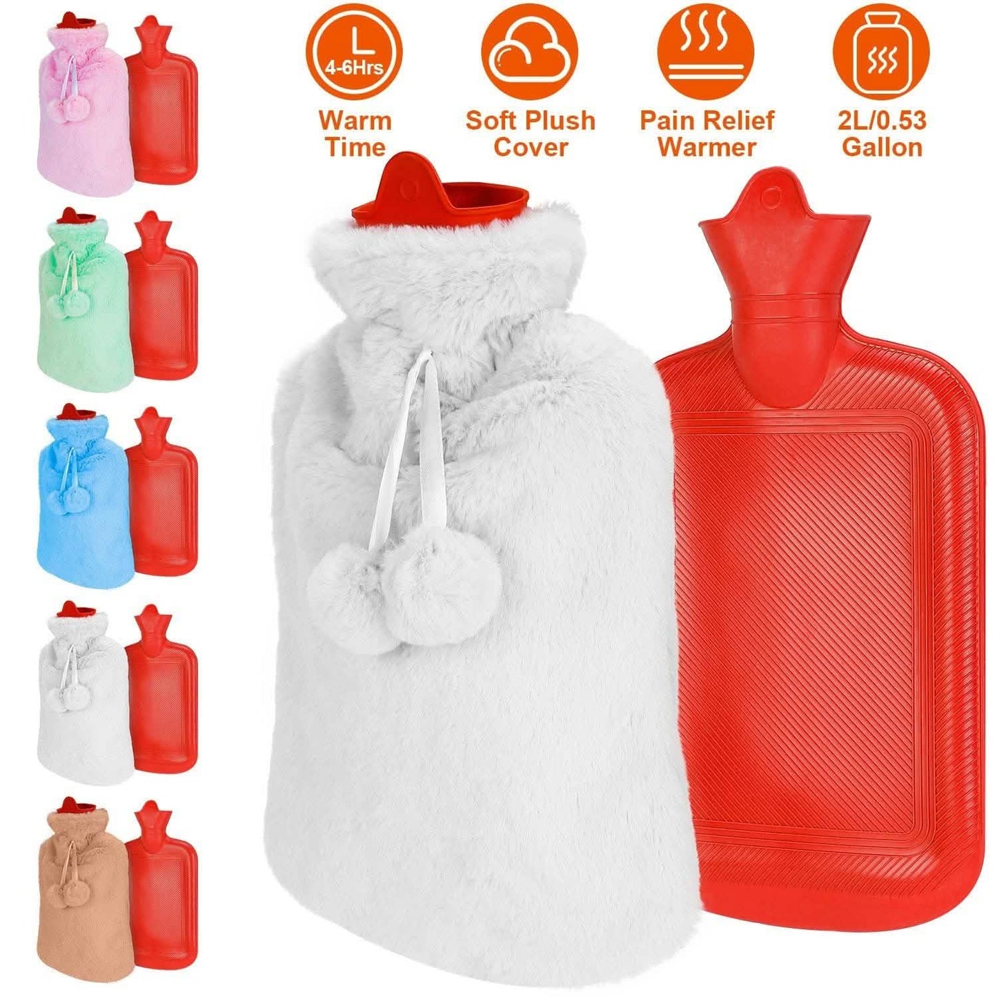 2L-Wärmflasche mit Plüschbezug