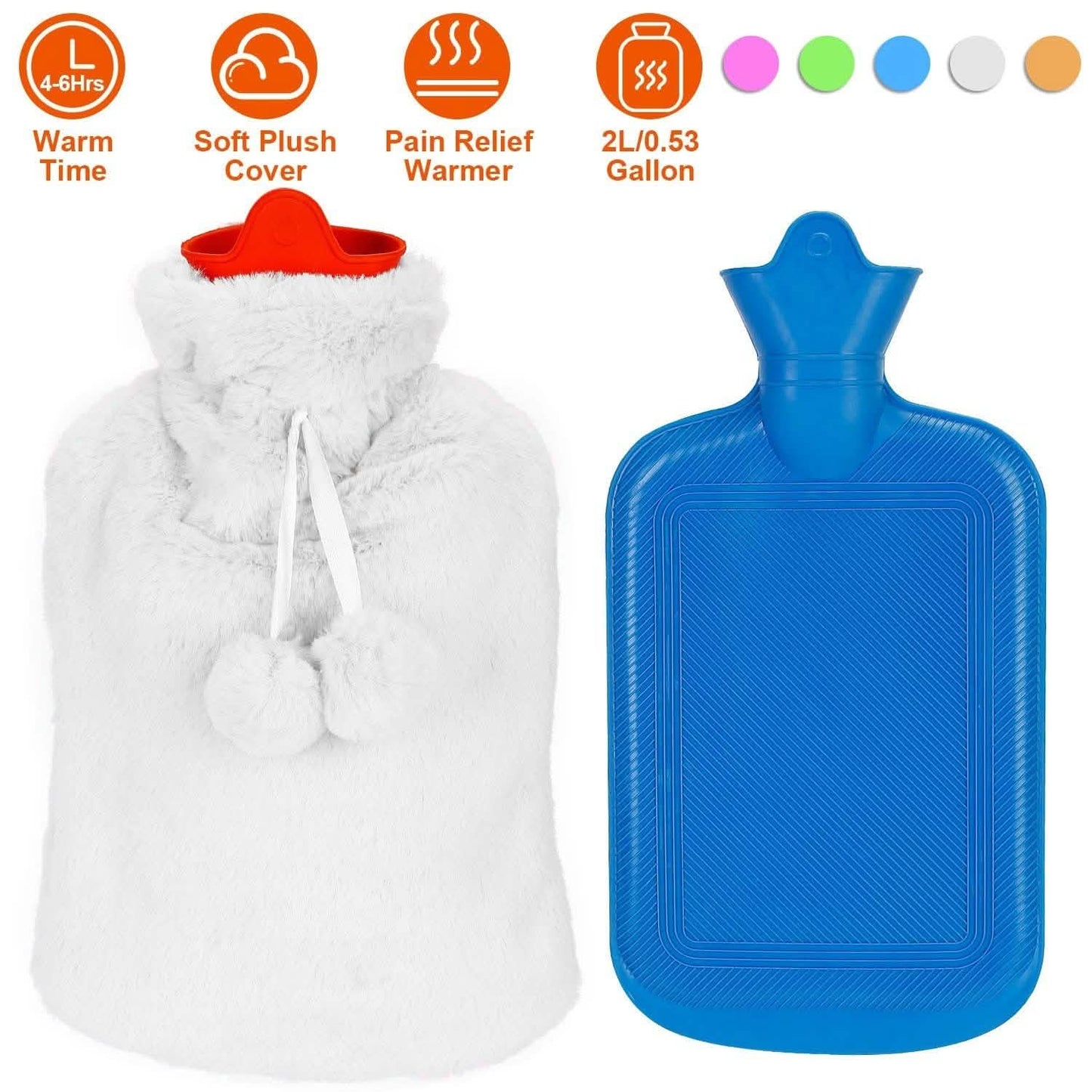 2L-Wärmflasche mit Plüschbezug