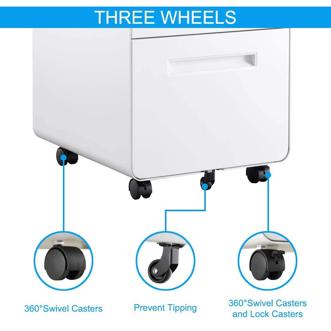Rollcontainer mit 3 Schubladen