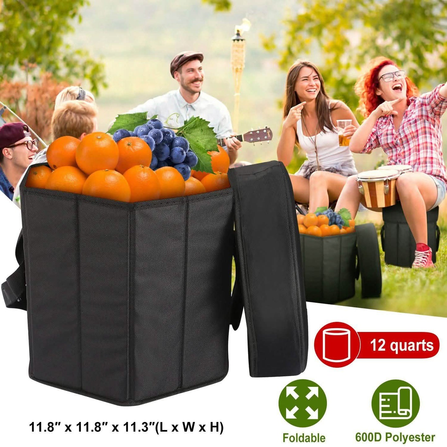 Kühlkorb/Sitz-Kombination, 11,4 Liter, zusammenklappbar