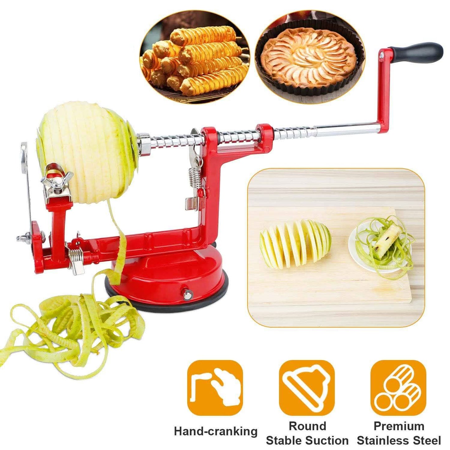 3-in-1 Apfelschäler Manuelle Drehung