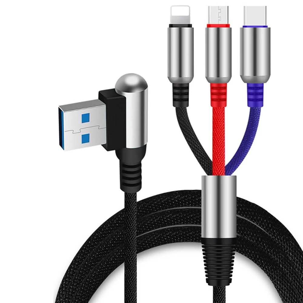 3-in-1 Ladekabel USB auf Micro-USB + Typ C + Lightning Ladekabel Schnellladekabel