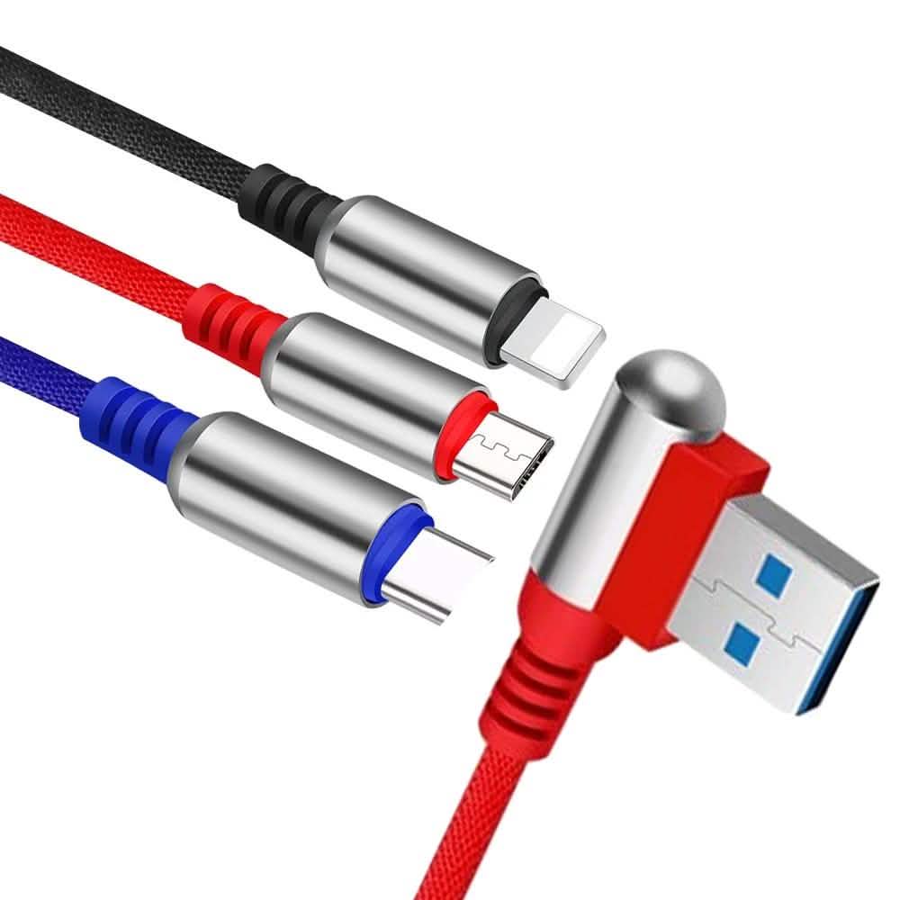 3-in-1 Ladekabel USB auf Micro-USB + Typ C + Lightning Ladekabel Schnellladekabel
