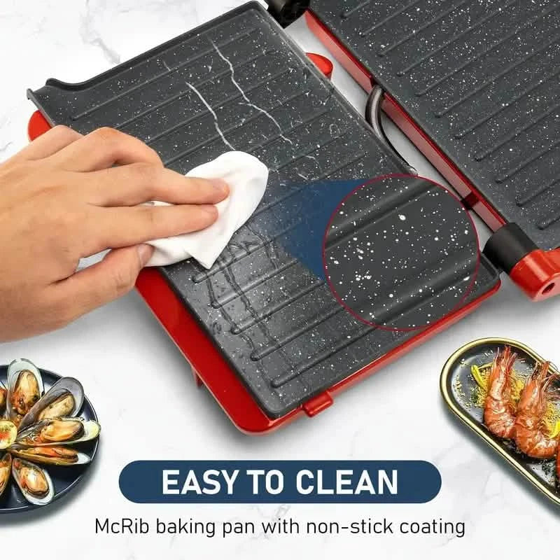 3-in-1 Elektrischer Indoor Antihaft-Grill & Panini-Presse Sandwichmaker mit einstellbarer Temperaturregelung und Fettschale