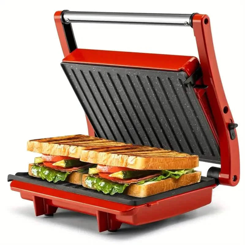 3-in-1 Elektrischer Indoor Antihaft-Grill & Panini-Presse Sandwichmaker mit einstellbarer Temperaturregelung und Fettschale