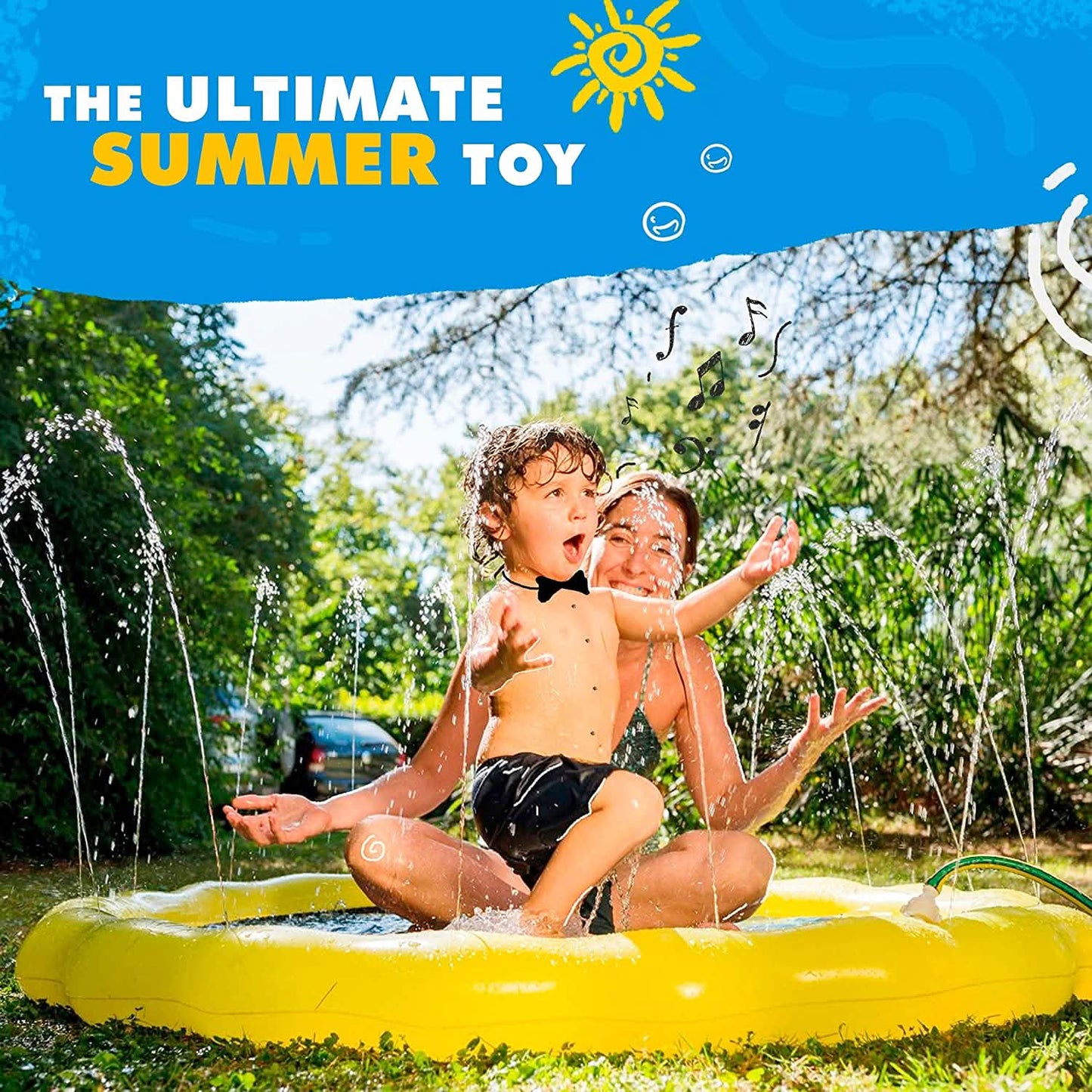 3-in-1-Wasserspielmatte mit Fontäne für Kinder