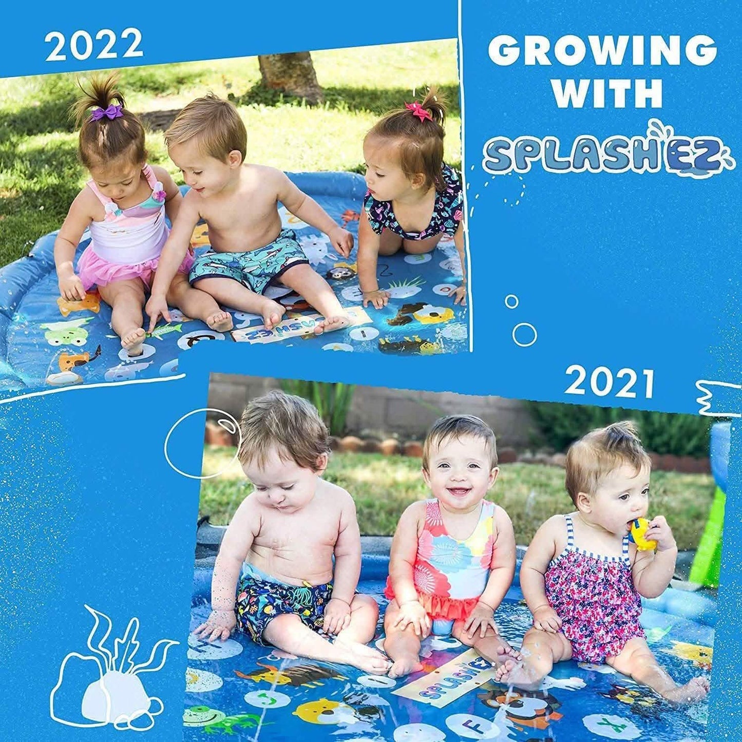 3-in-1-Wasserspielmatte mit Fontäne für Kinder