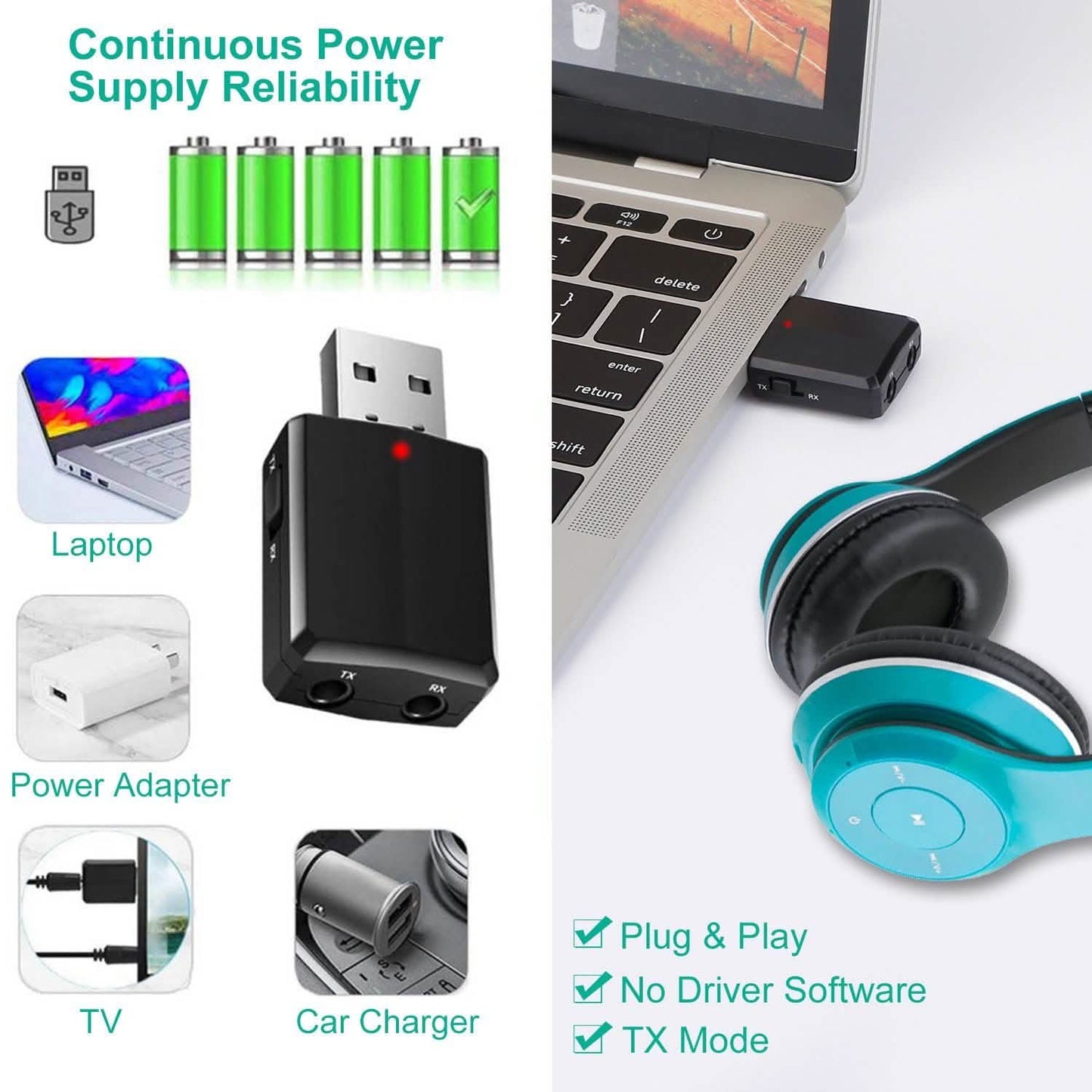 3-in-1 kabelloser V5.0 USB Audio Sender Empfänger