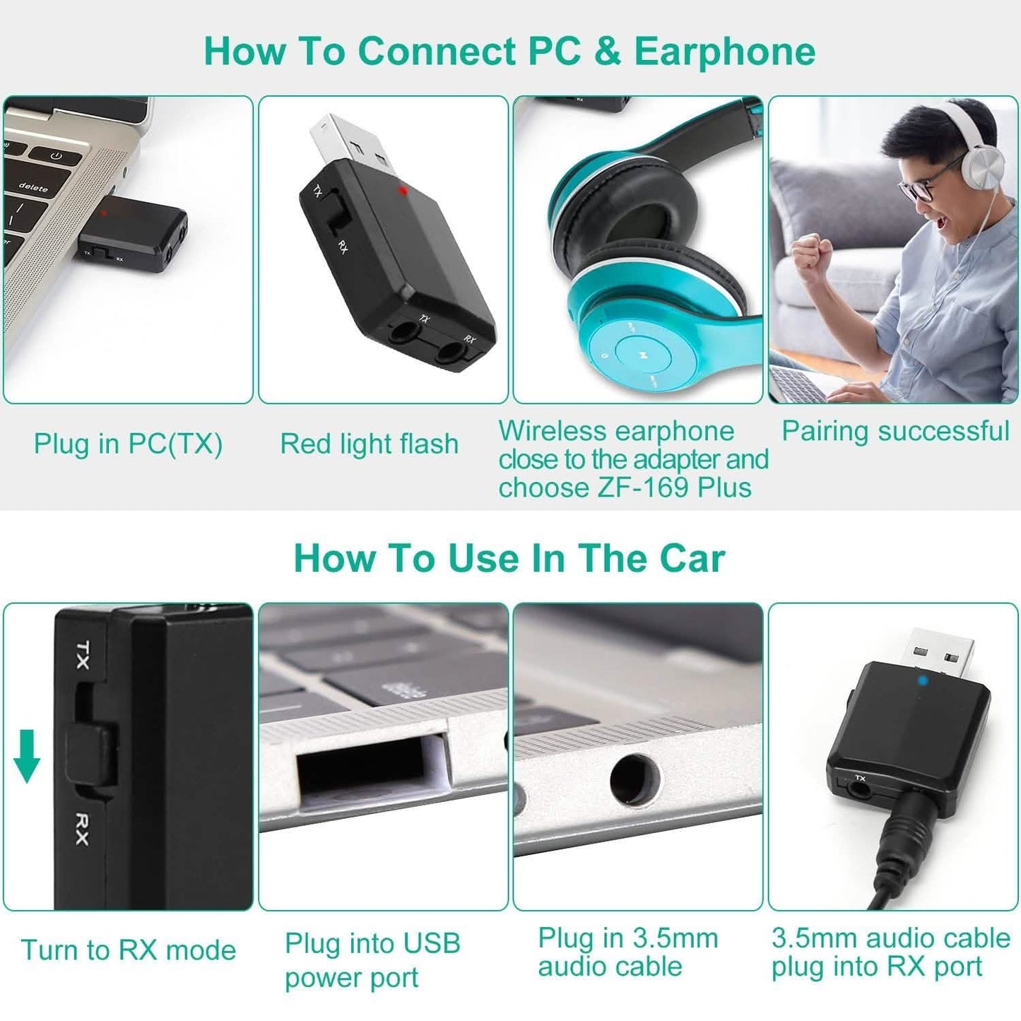 3-in-1 kabelloser V5.0 USB Audio Sender Empfänger