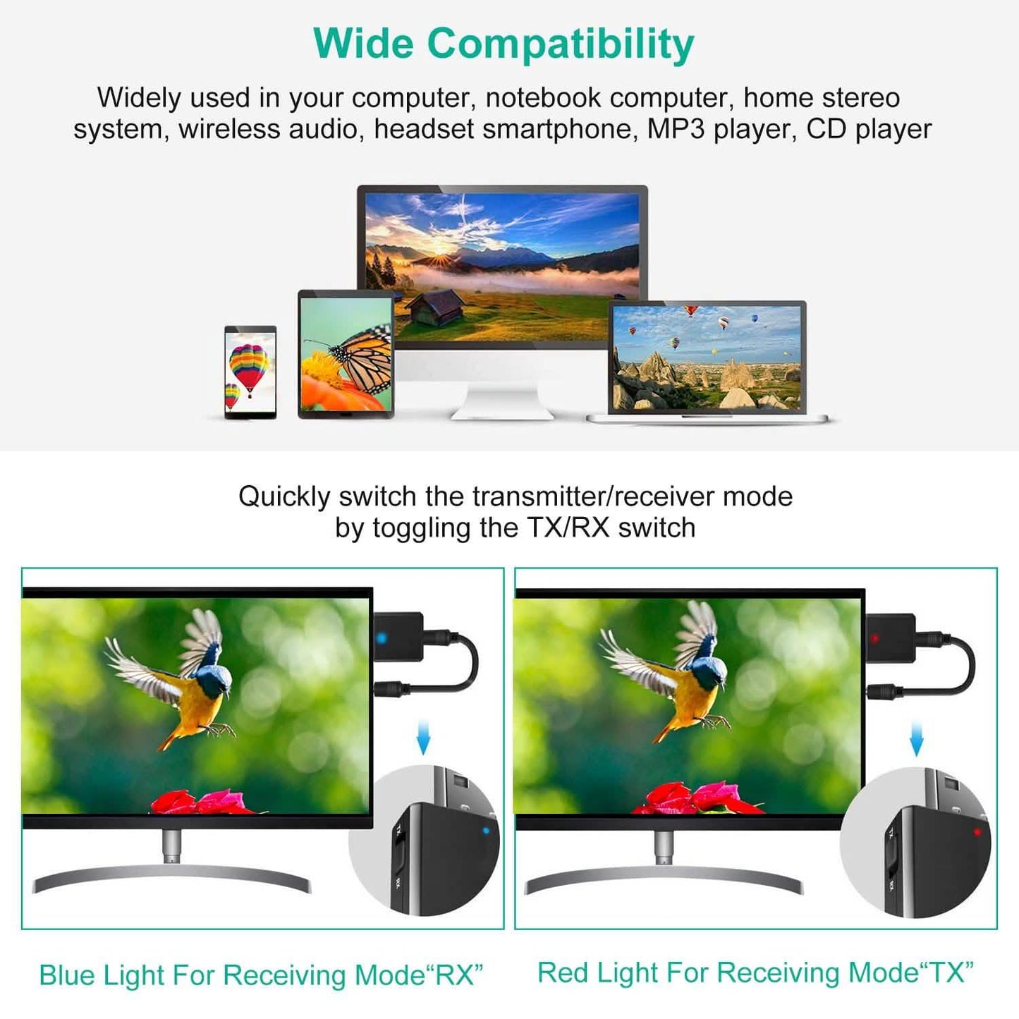 3-in-1 kabelloser V5.0 USB Audio Sender Empfänger