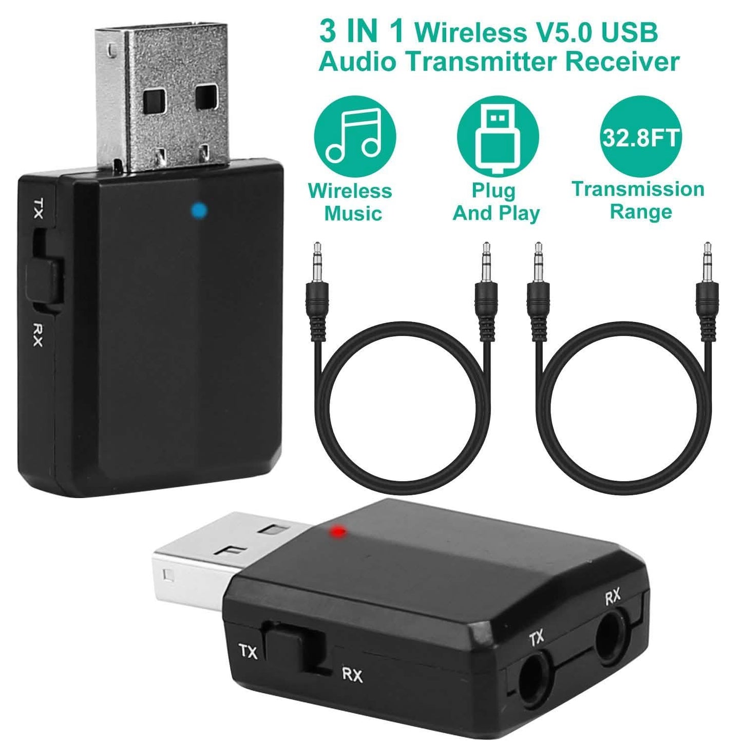 3-in-1 kabelloser V5.0 USB Audio Sender Empfänger