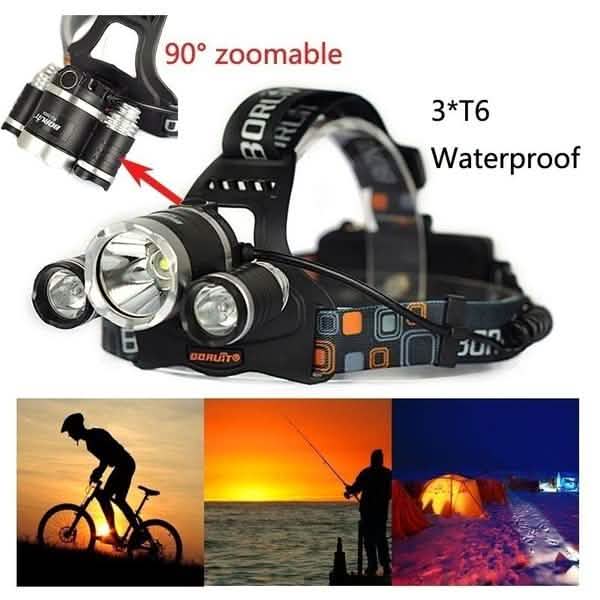 3 LED XM-L T6 Wasserdichte Stirnlampe LED Taschenlampe