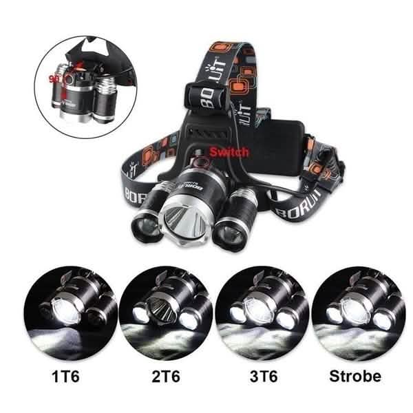 3 LED XM-L T6 Wasserdichte Stirnlampe LED Taschenlampe