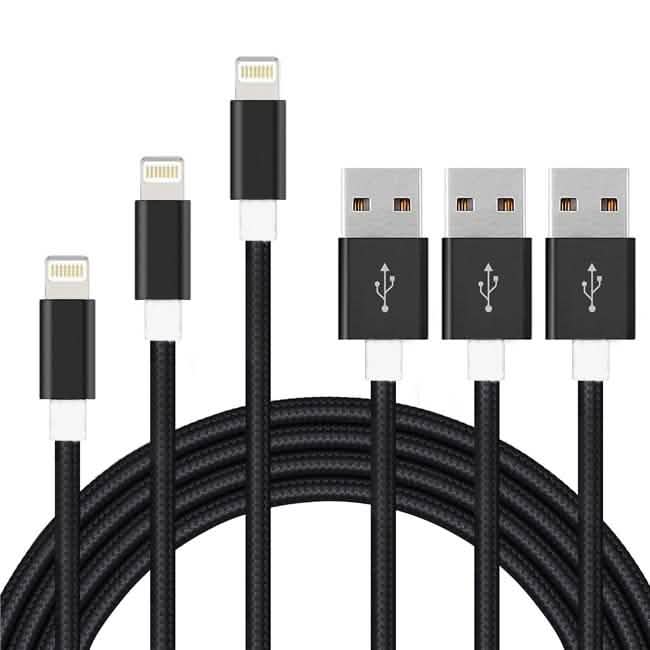 3er-Pack: 3 m robustes geflochtenes iPhone Lightning USB-Kabel