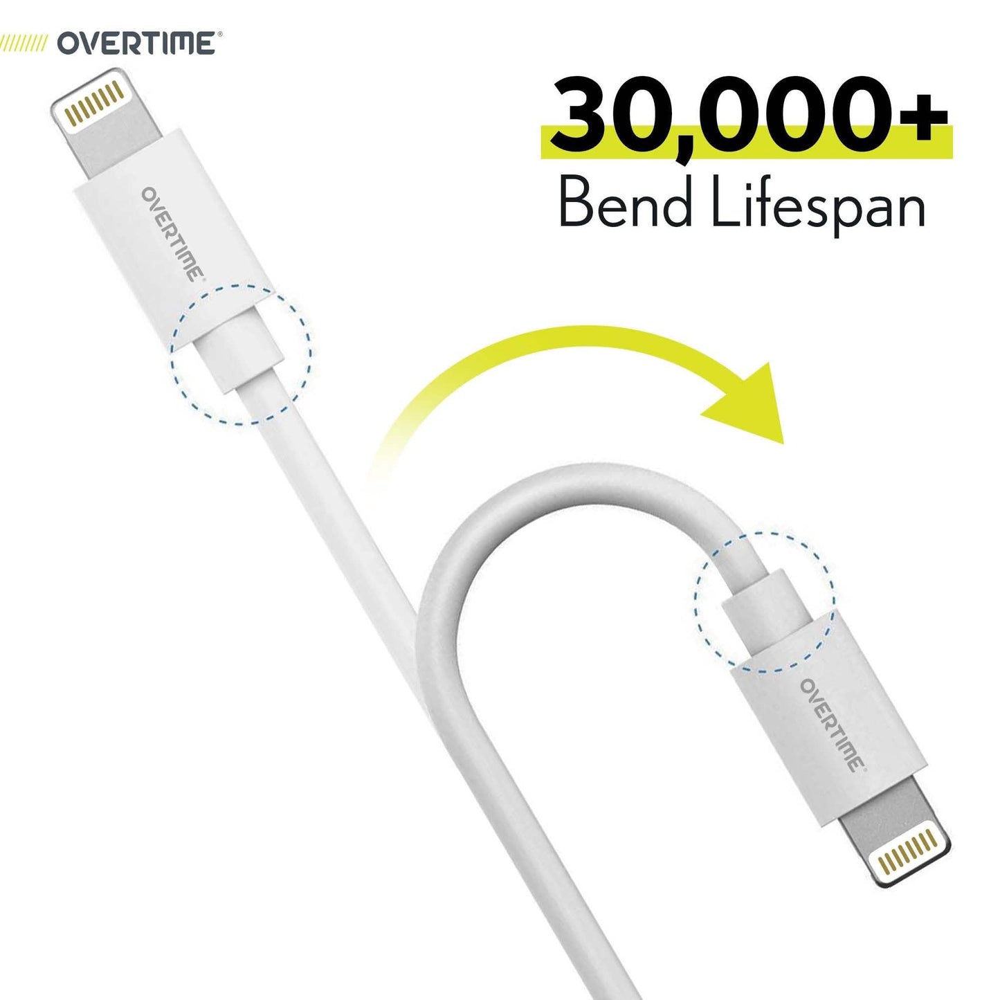3-Pack: 4 Ft. Overtime Apple MFi Certified Lightning Cable