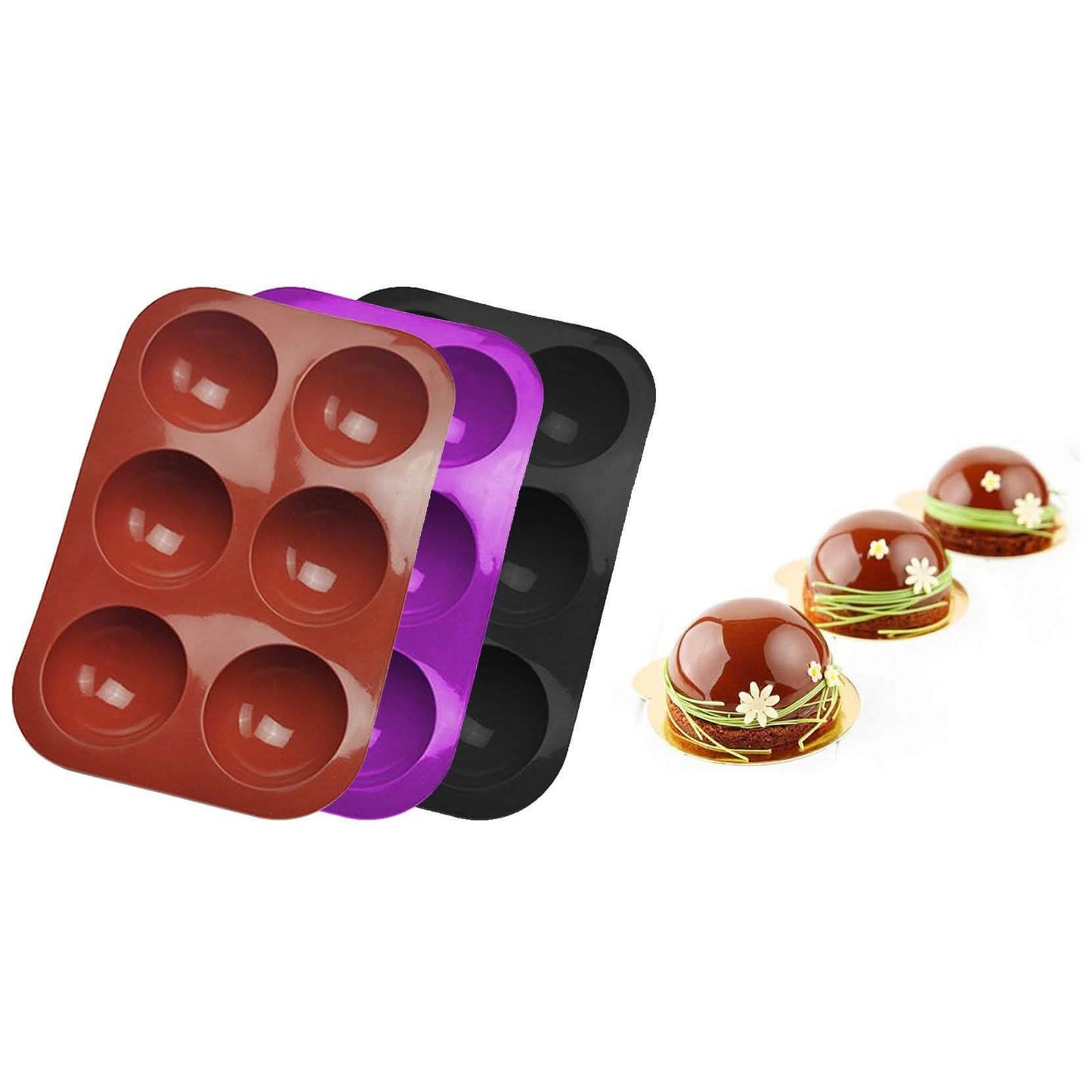 3er-Pack: 6-Loch-Halbkugel-Silikonform