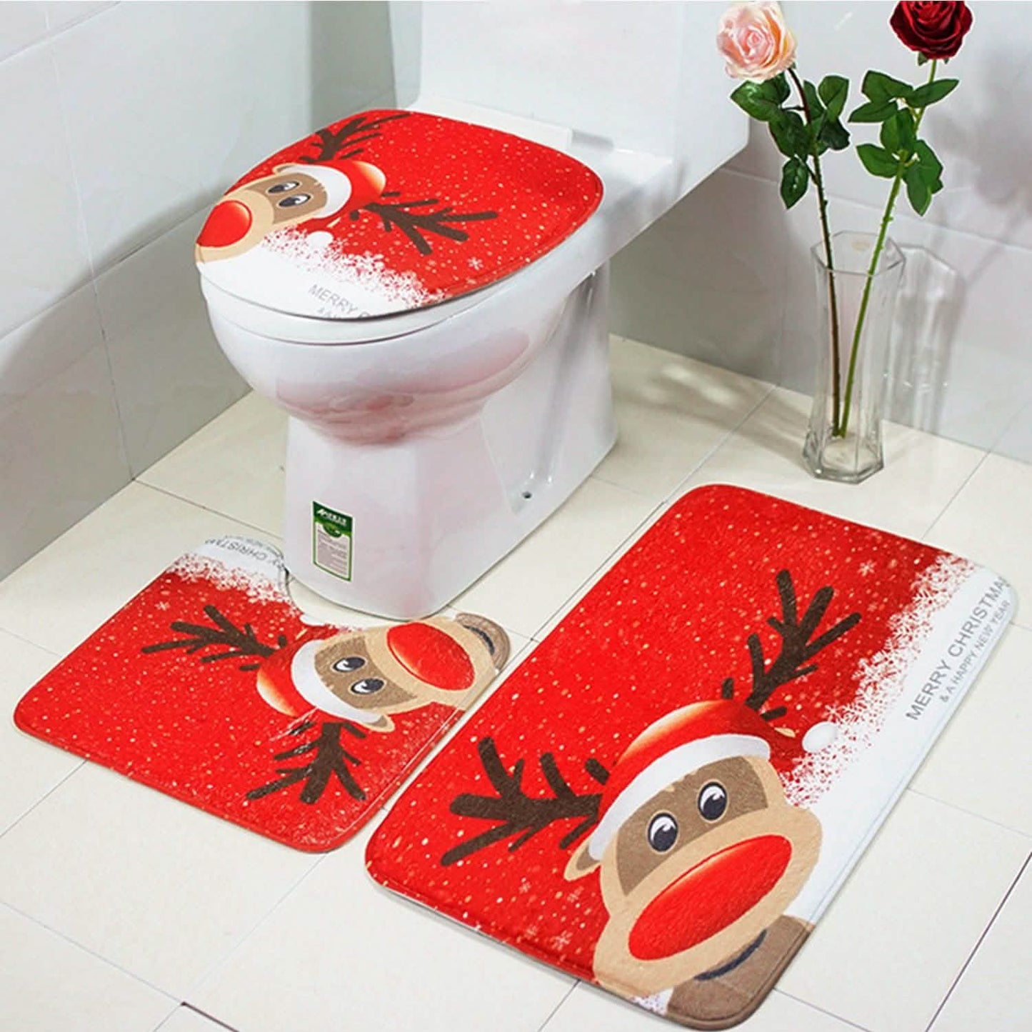 3er-Pack: Weihnachts-Badematten-Set