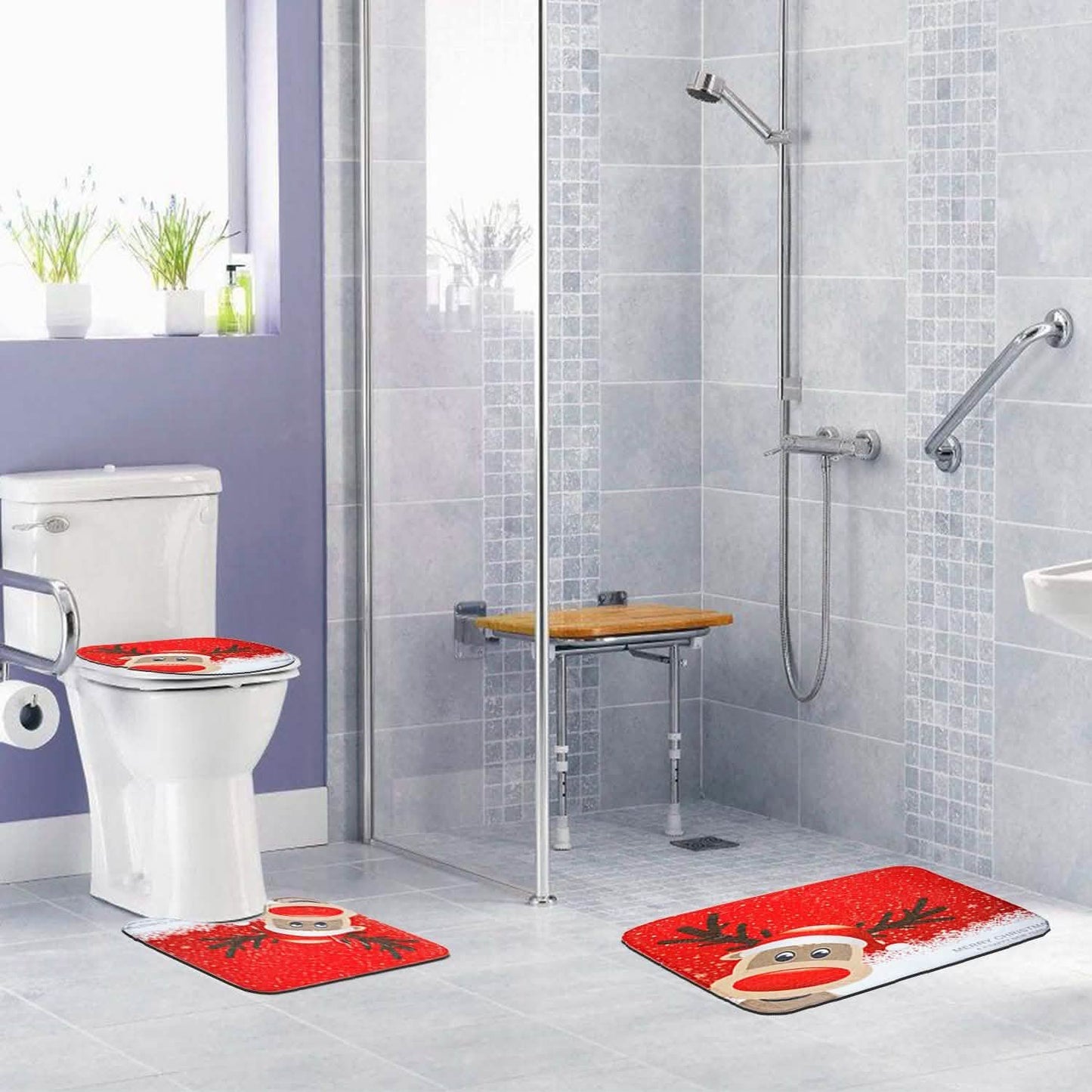 3er-Pack: Weihnachts-Badematten-Set