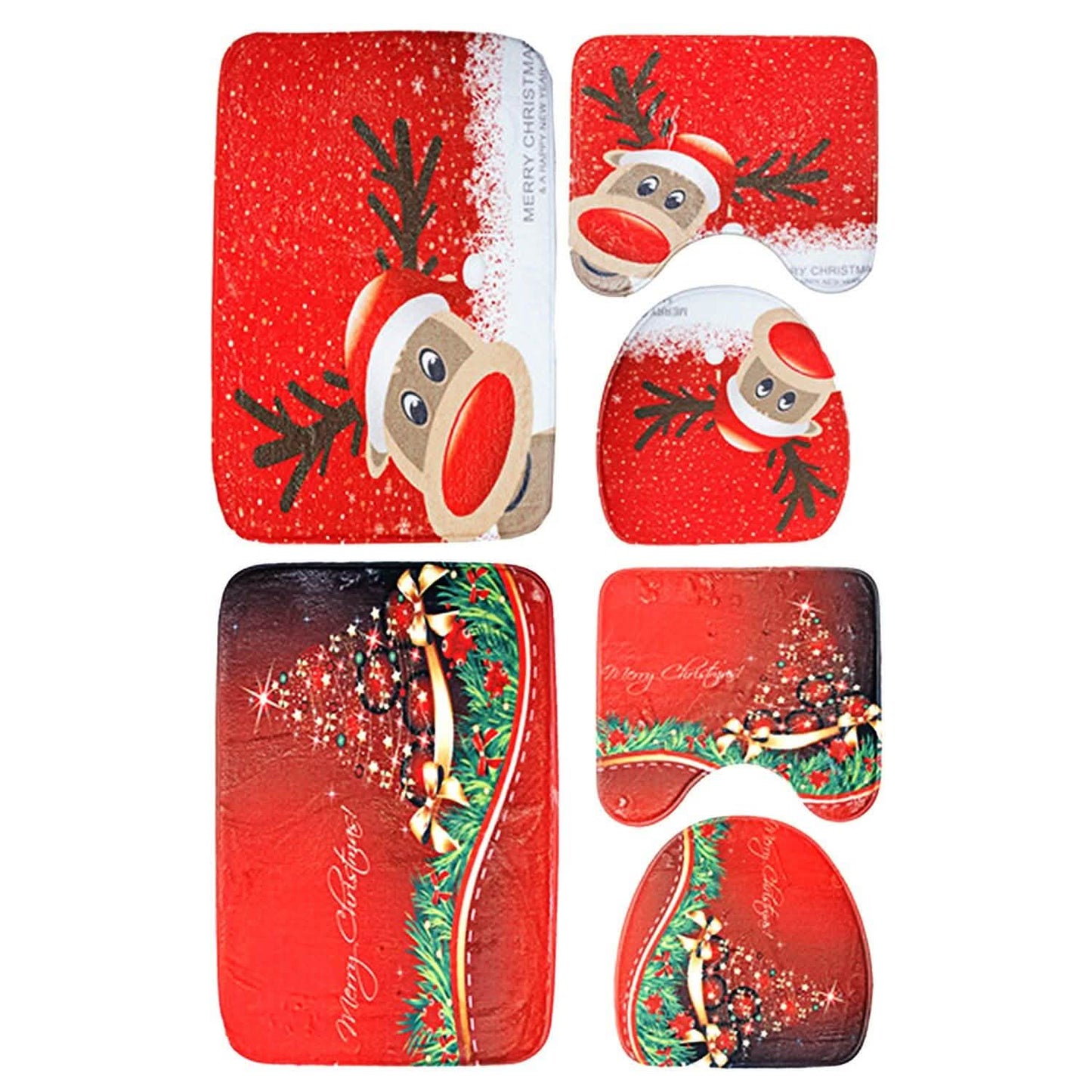 3er-Pack: Weihnachts-Badematten-Set