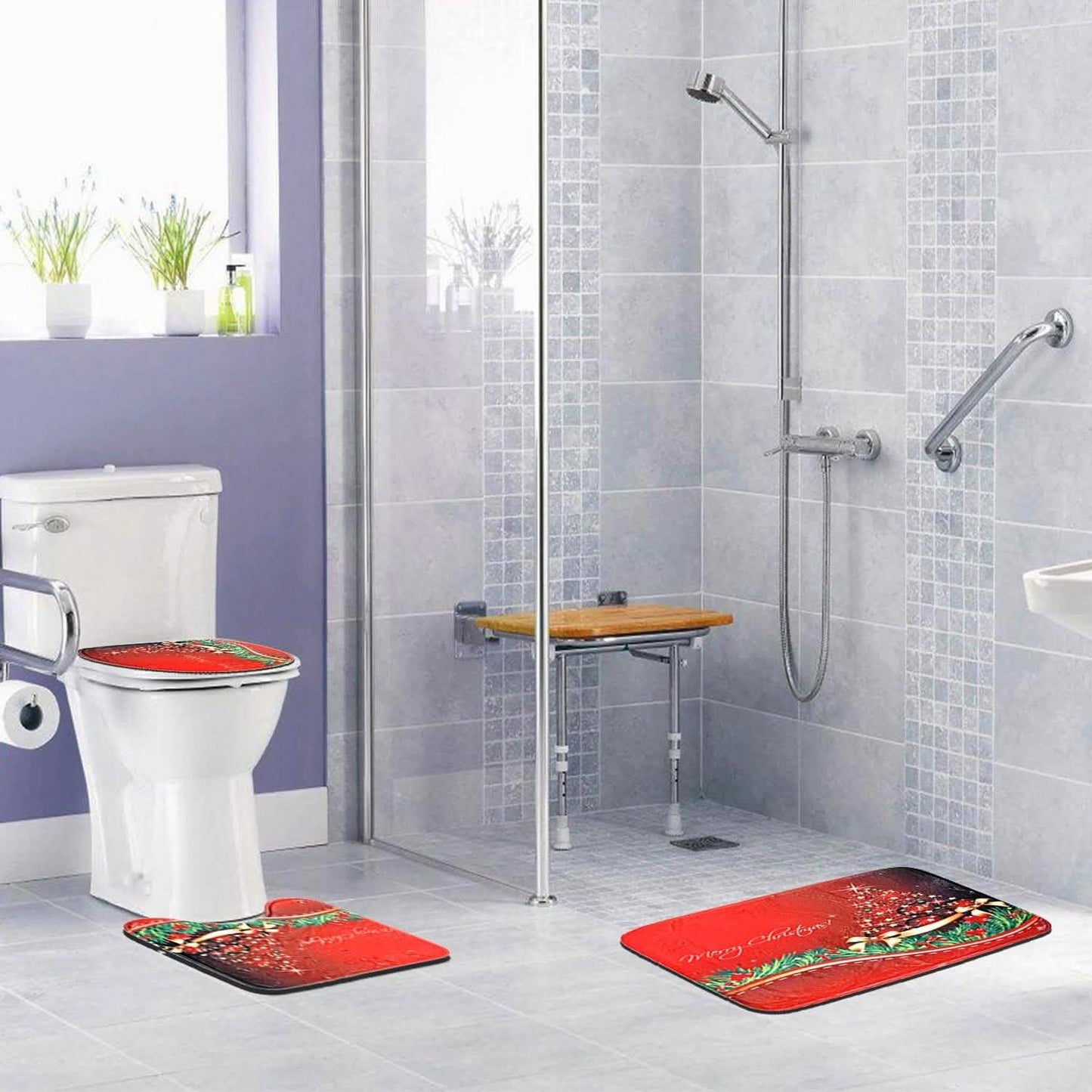 3er-Pack: Weihnachts-Badematten-Set