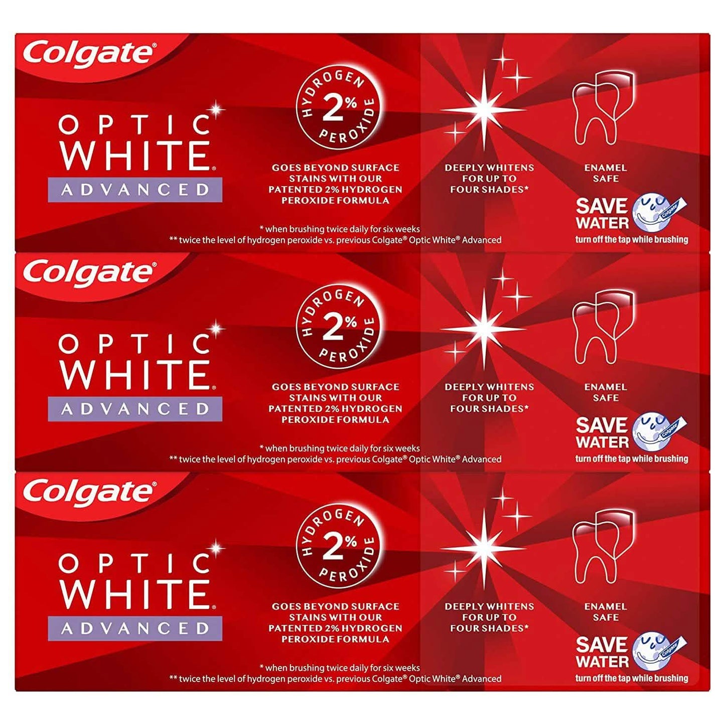 3er-Pack: Colgate Optic White Advanced Zahnaufhellungszahnpasta