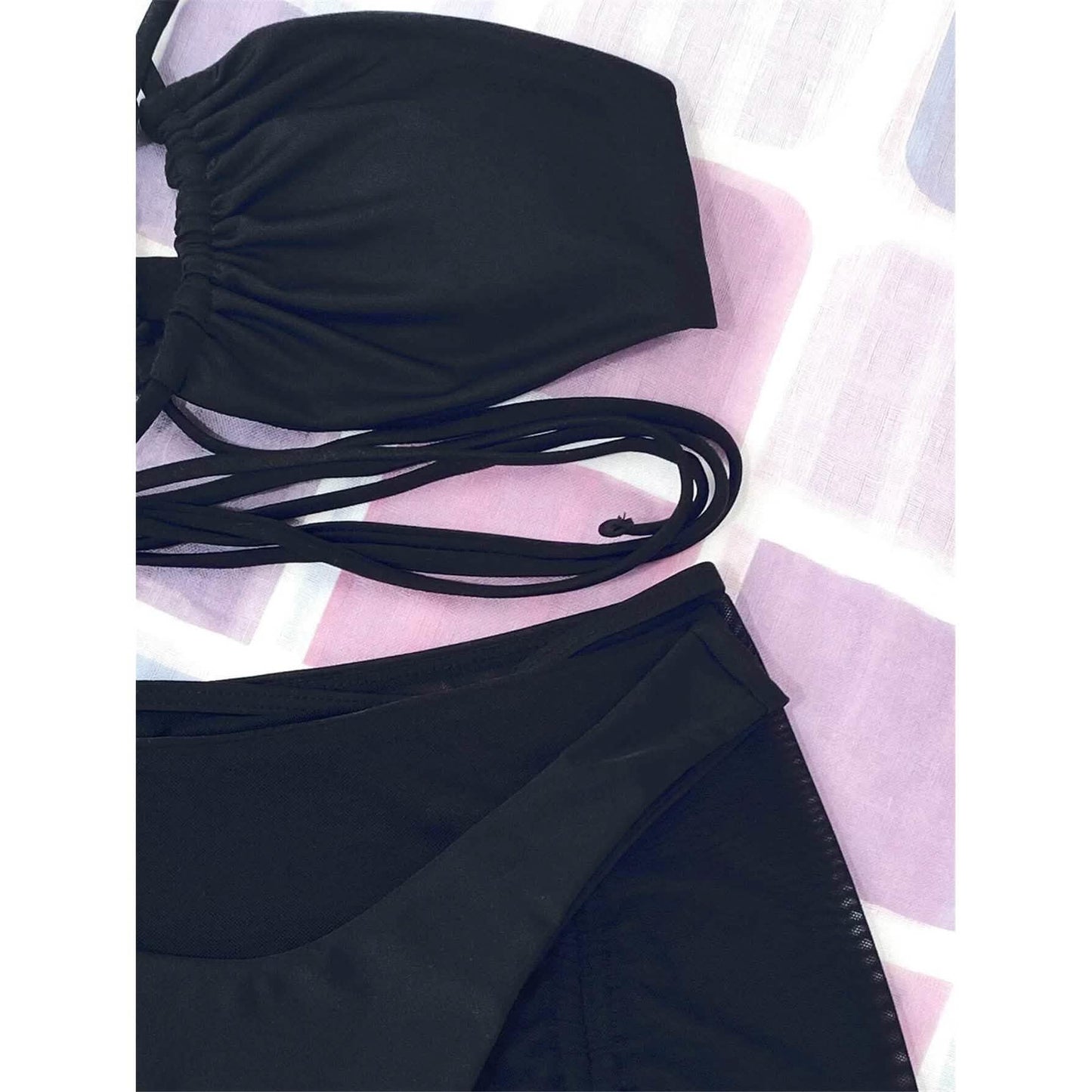 3er-Pack: Criss-Cross Neckholder Bikini und Strandrock