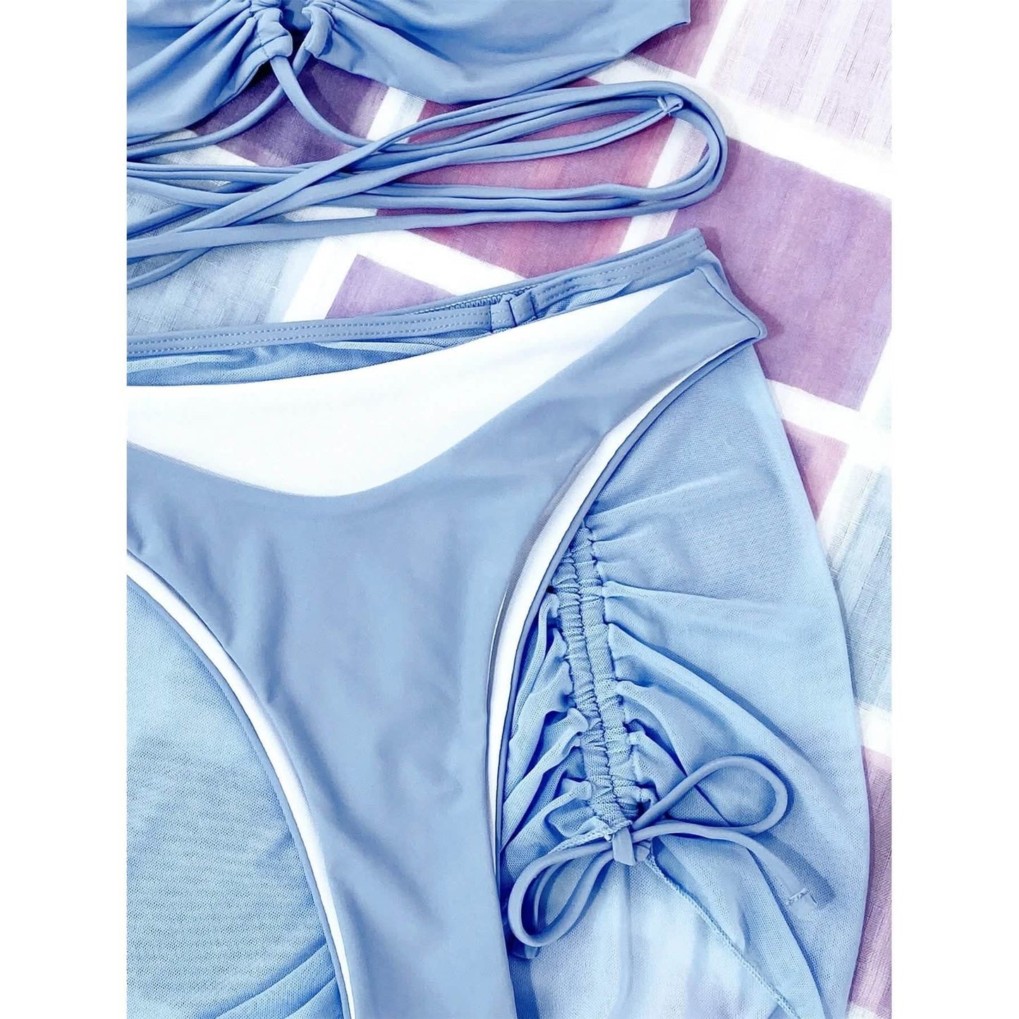 3er-Pack: Criss-Cross Neckholder Bikini und Strandrock