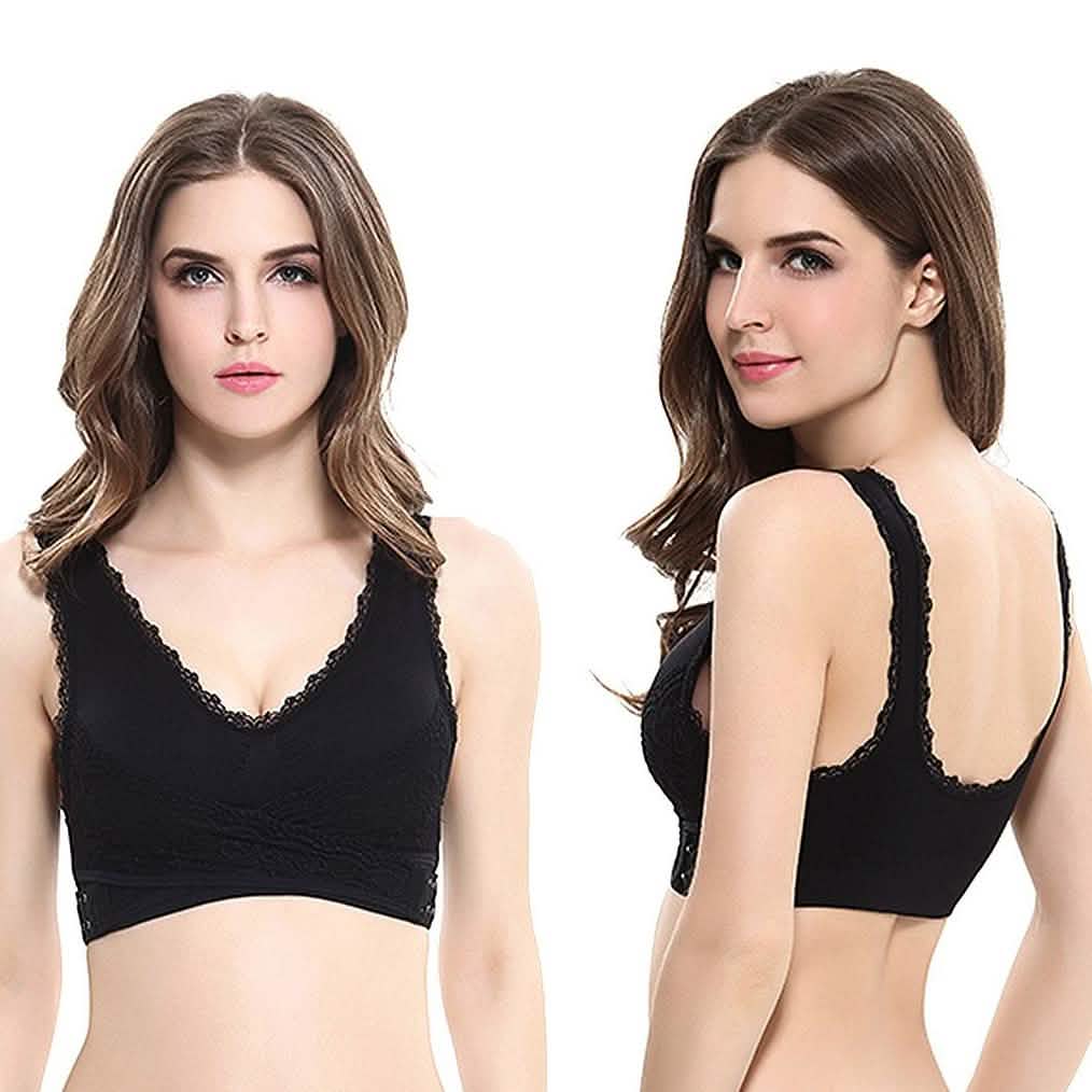 3er-Pack: Blickdichte BHs mit floraler Spitze