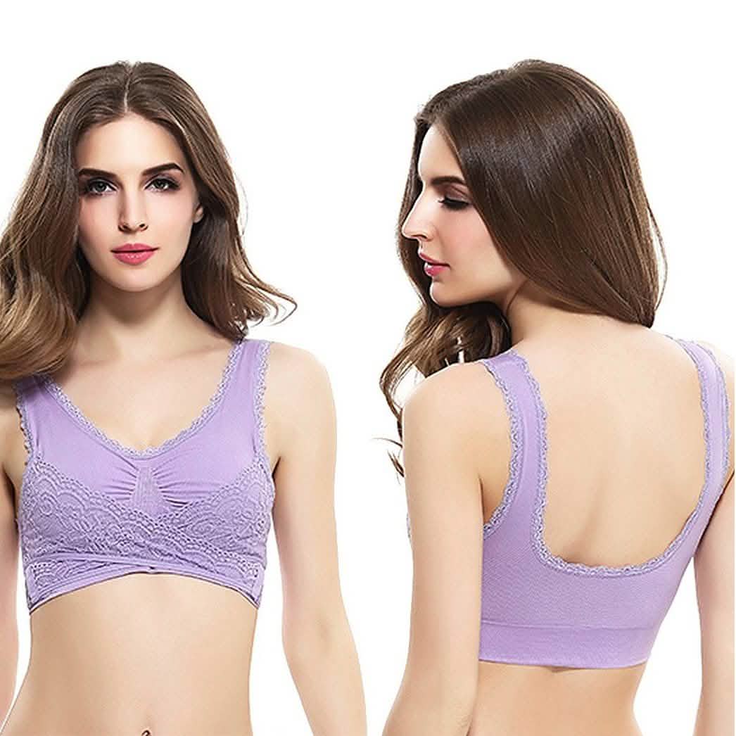 3er-Pack: Blickdichte BHs mit floraler Spitze