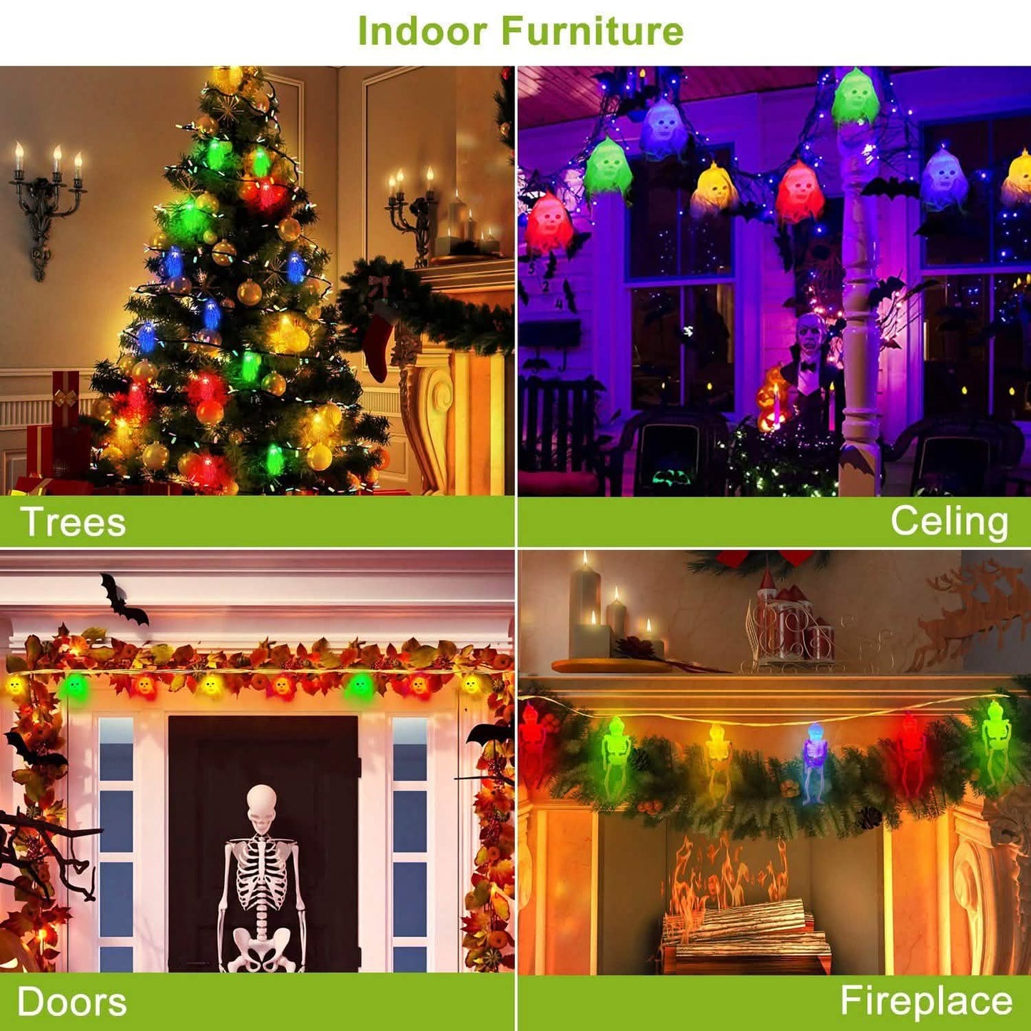 3er-Pack: Halloween Lichterketten-Dekorationen