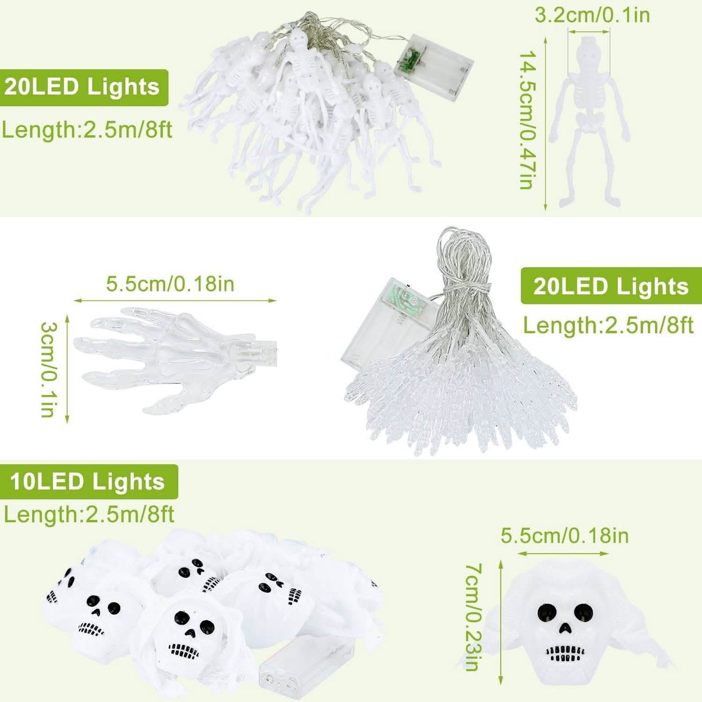 3er-Pack: Halloween Lichterketten-Dekorationen