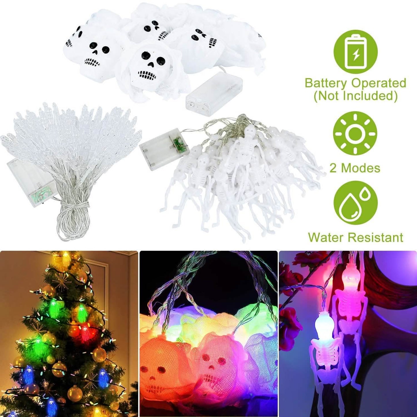 3er-Pack: Halloween Lichterketten-Dekorationen