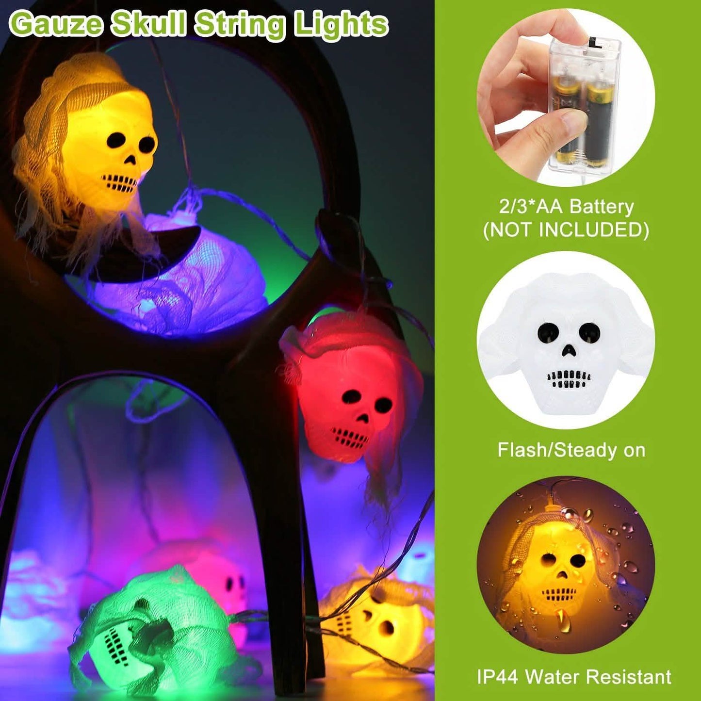 3er-Pack: Halloween Lichterketten-Dekorationen