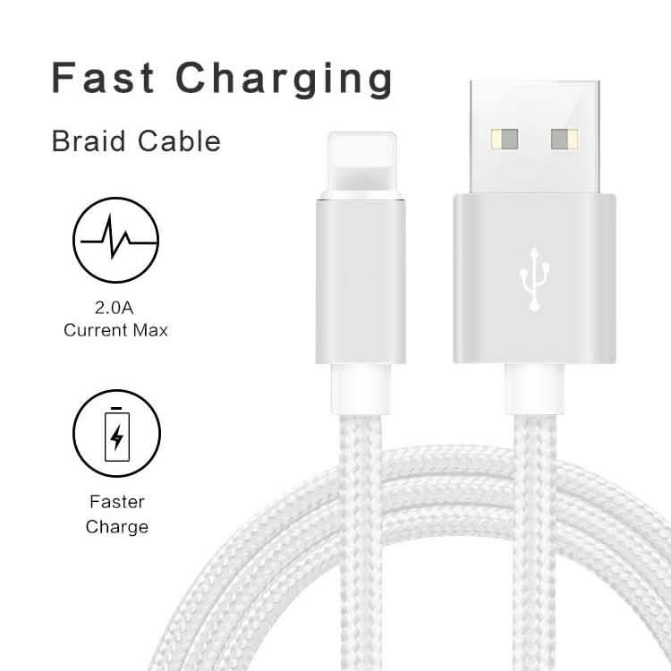 3er-Pack: Robustes geflochtenes iPhone Lightning USB-Kabel – Weiß