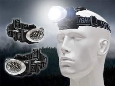 3er-Pack: Impecca Wasserfeste 20 Lumen 10 LED Stirnlampe