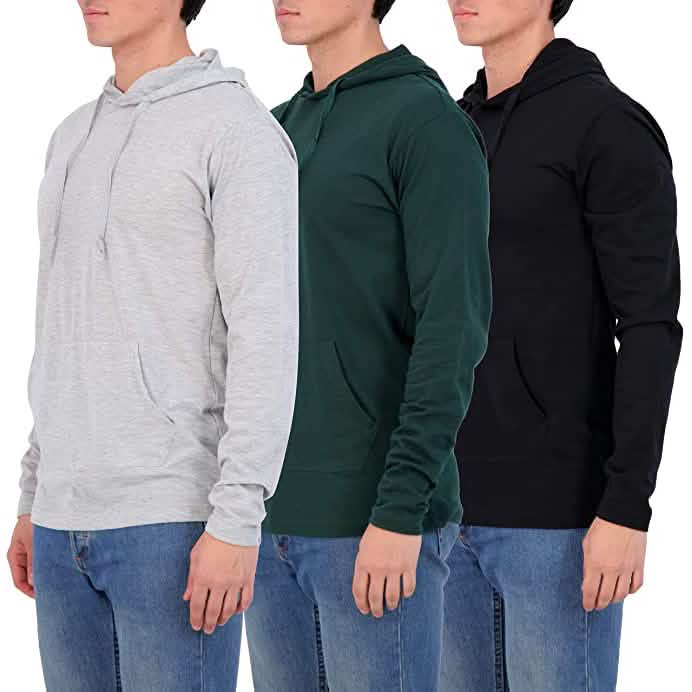 3er-Pack: Leichte Herren-Kapuzenpullover aus Baumwolle mit Tasche