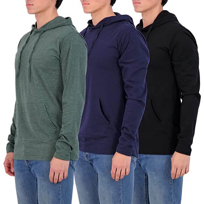 3er-Pack: Leichte Herren-Kapuzenpullover aus Baumwolle mit Tasche